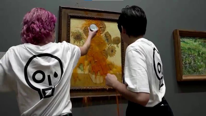 Climate Activists Throw Soup At Van Goghs Sunflowers 