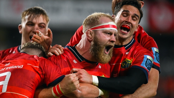 Jeremy Loughman celebrated Munster's third try of the game