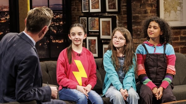 (L-R) Clare Keely from Armagh, Doireann McNally from Louth and Ceola Dunne from Meath on Friday's Late Late Show Photo: Andres Poveda