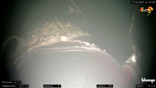 Underwater footage shows the damage to the pipeline (Pic: Blueye/Expressen)