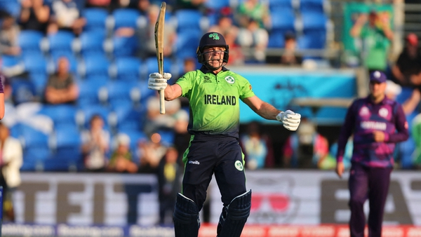 Curtis Campher celebrates as Ireland win in Hobart