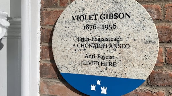 The memorial to Violet Gibson was erected at her childhood home in Merrion Square, Dublin