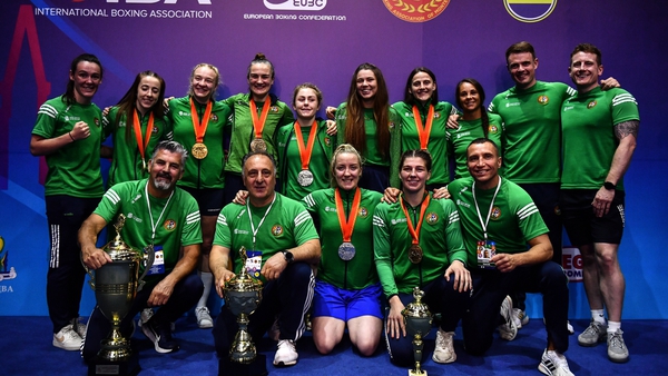 The Ireland team after the EUBC Women's European Boxing Championships 2022 at Budva Sports Centre in Montenegro