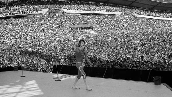 Mick Jagger during a concert at Ullevi Stadium in Gothenberg, Sweden in 1982