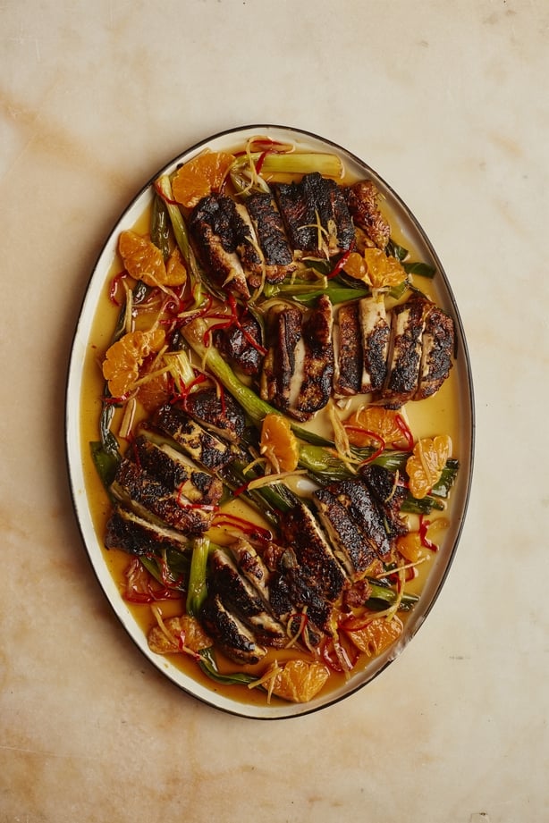 Blackened chicken with caramel and clementine dressing from Ottolenghi Test Kitchen: Extra Good Things
