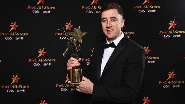 Diarmuid Byrnes of Limerick with his PwC All-Star Hurler of the Year award