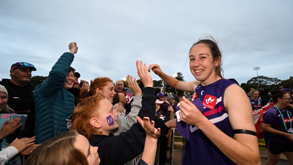 Áine Tighe celebrates with fans after her superb display