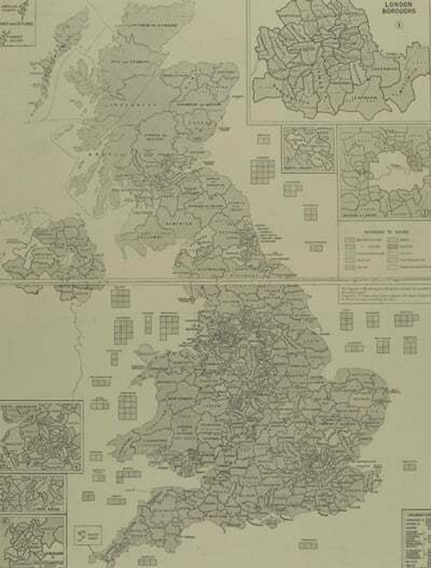 Map of constituencies for British general election Photo: Illustrated London News, 4 November 1922