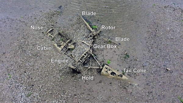 Wreckage of the Royal Navy Dragonfly (Pic: DAERA)