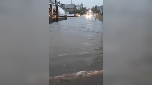 Heavy flooding on Gorey's Arklow Road (Courtesy: Damien Mordalski)