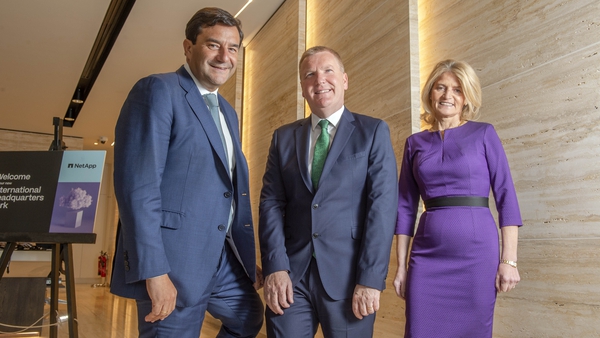 Cesar Cernuda, President of NetApp, Michael McGrath, the Minister for Public Expenditure and Mary Buckley, interim IDA Ireland CEO in Cork
