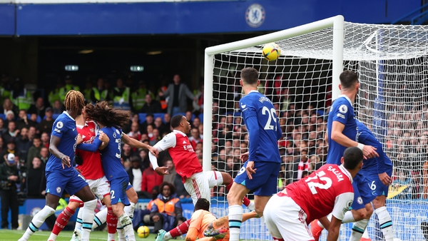 Gabriel pokes home the only goal of the game at Stamford Bridge