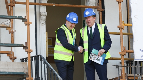 CEO of Peter McVerry Trust Pat Doyle at the charity's social housing regeneration project in Rathmines with Minister for Housing Darragh O'Brien (Pic credit: RollingNews.ie)
