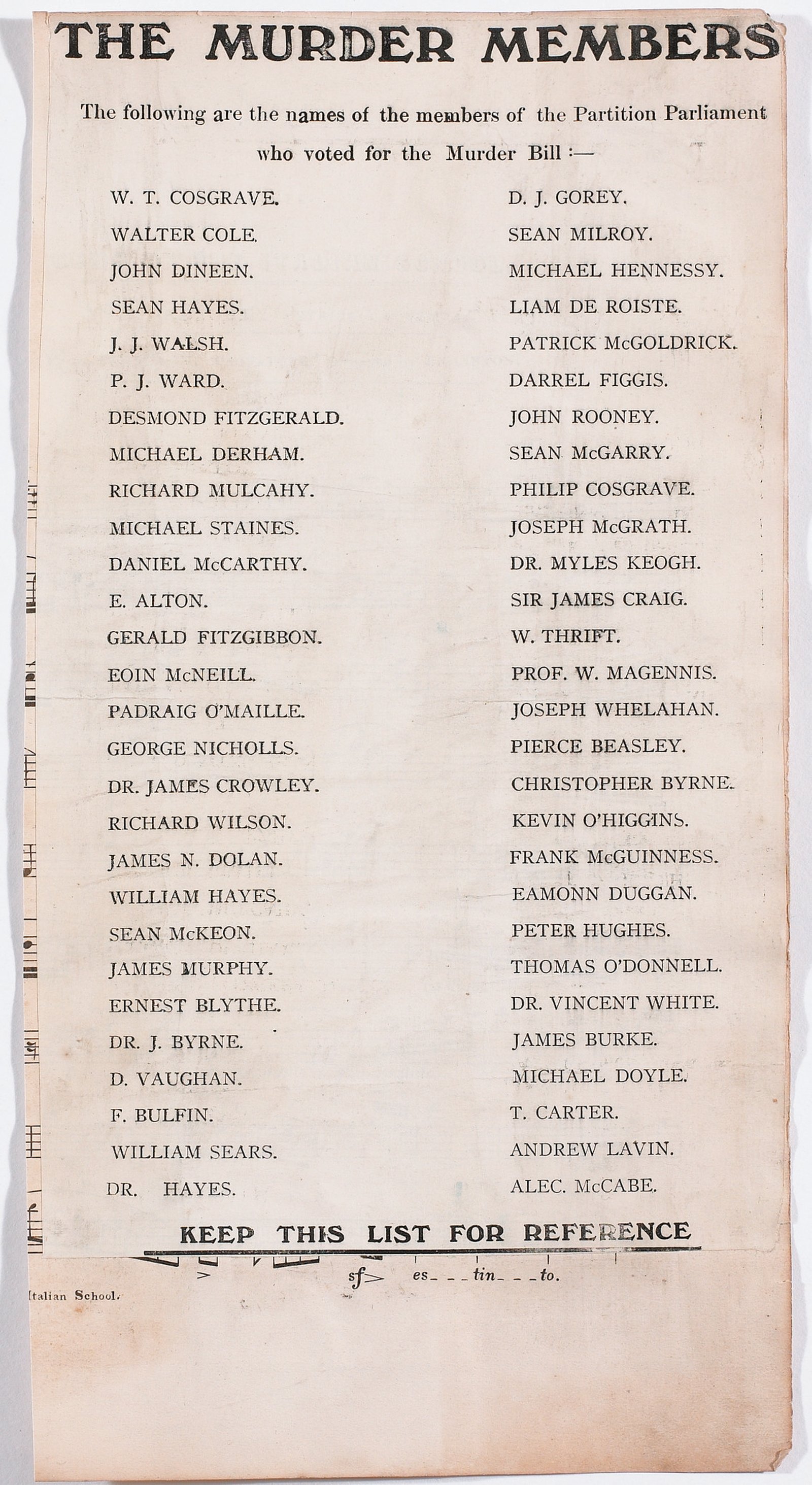 Image - Liam Lynch's Death-list: the 'Murder Members' poster. Credit: Image courtesy of Whytes.com