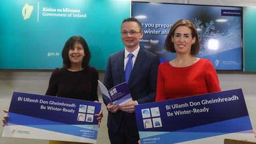 Met Éireann's Evelyn Cusack, Minister of State with responsibility for the Office of Public Works Patrick O'Donovan and Minister of State Hildegarde Naughton