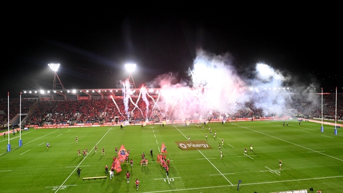 Fireworks greeted the teams as they took to the pitch at Páirc Uí Chaoimh