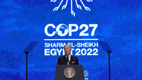 Joe Biden addressing the COP27 summit earlier today