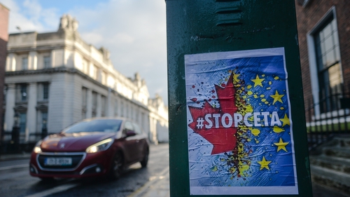 A 'STOP CETA' poster seen near Government Buildings last year