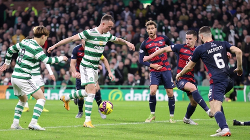 Celtic's David Turnbull (centre left) scores his side's first goal