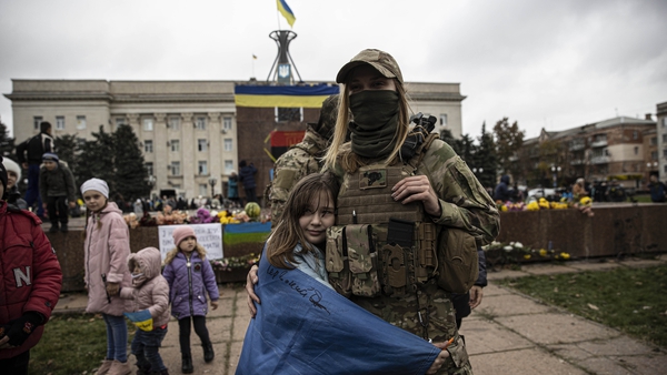 People celebrate in Independence Square to celebrate Kherson's liberation