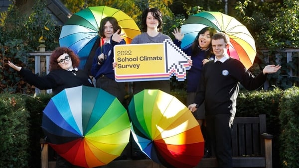 Students from St Laurence College in Loughlinstown at the launch of the 2022 School Climate Survey