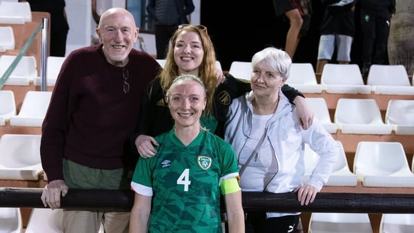 Louise Quinn with her parents Pat and Jacinta and sister Viv Ireland's win against Morocco