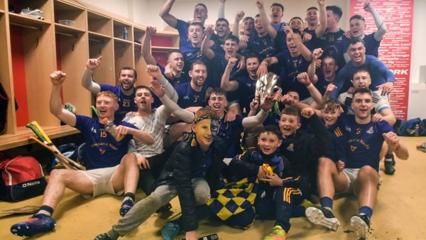 St Finbarr's players and supporters celebrate after winning the 2022 Cork Premier Senior Hurling Championship