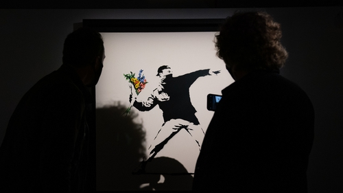 Flower Thrower on display at The Art of Banksy exhibition in London last year (file pic)