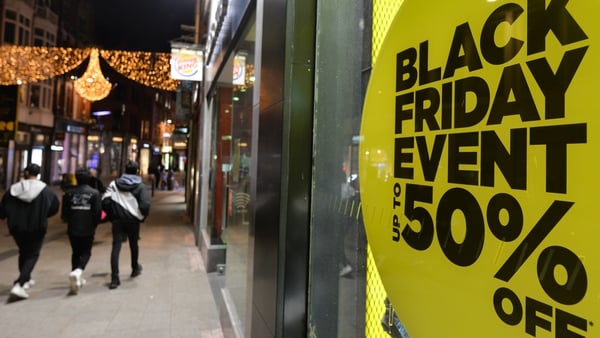 A sign for a Black Friday sale in Dublin in 2020