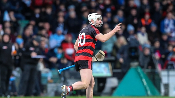 Dessie Hutchinson celebrates his goal against Na Piarsaigh