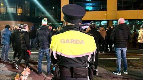 Gardaí at a recent protest in East Wall