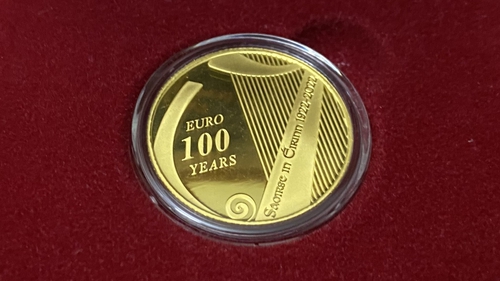 The €100 centenary coin, which will retail at €1,225, is struck in 999.9 gold to proof quality
