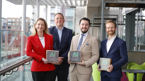 Professor Patricia Maguire, Professor of Biochemistry at UCD and Project Lead at AI_PREMie, Microsoft Ireland Small, Medium and Corporate Sales Director Peter Lougheed, 
Kevin Quinlan, Lead Data Scientist at ESB and Cathal O'Donovan from Bank of Ireland