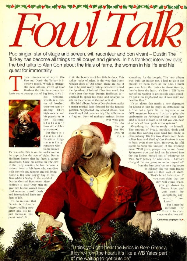 Dustin The Turkey in the RTÉ Guide, 19 December 1997