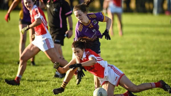 Cathriona McConnell gets down to block a pass during the game in Carrickmacross