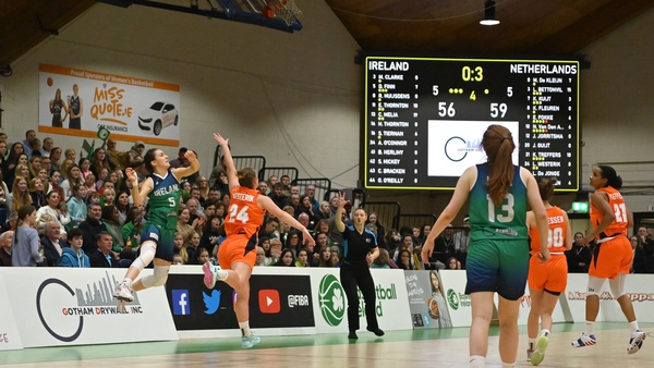 Dayna Finn tries a late buzzer beater to rescue a draw for Ireland