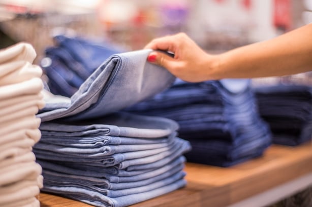 Jeans in a clothes shop