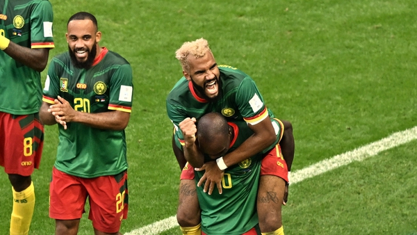 Vincent Aboubakar and Eric-Maxim Choupo Moting (both right) scored Cameroon's second half goals