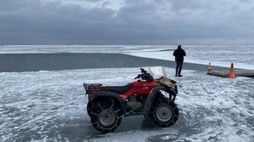 There had been as much as 30 yards of open water between the main shoreline and those adrift (Image: Beltrami County Sheriff's Office)