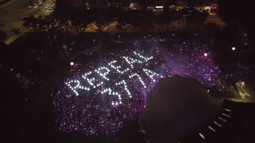 Demonstrators call for 377A to be repealed at the annual Pink Dot event in Singapore in June