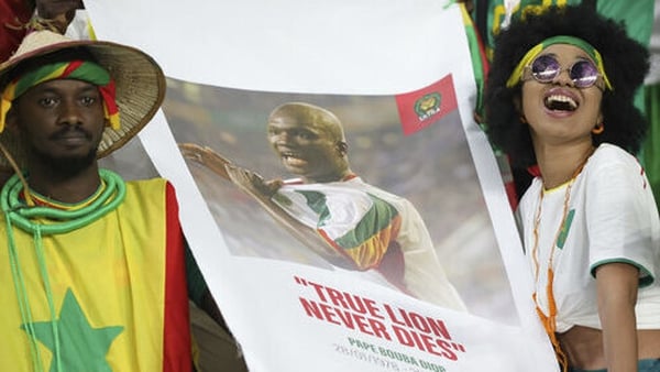 Senegal players and fans paid tribute to Papa Bouba Diop who died two years ago today aged 42