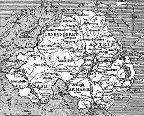 Map of six counties of Northern Ireland Photo: Belfast Newsletter, 7 December 1922