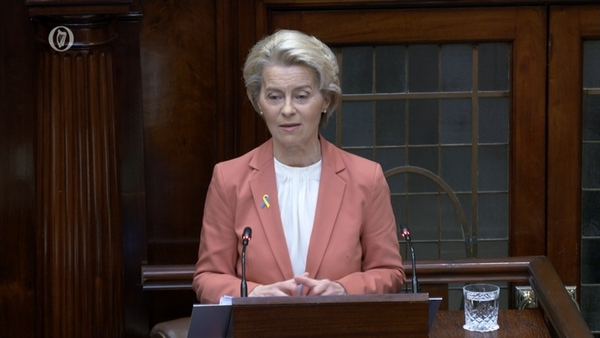 European Commission President Ursula von der Leyen addressing a joint sitting of the Houses of the Oireachtas