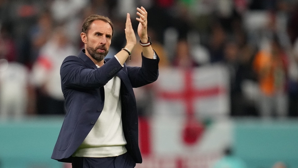 Gareth Southgate applauds the England fans after the victory against Senegal