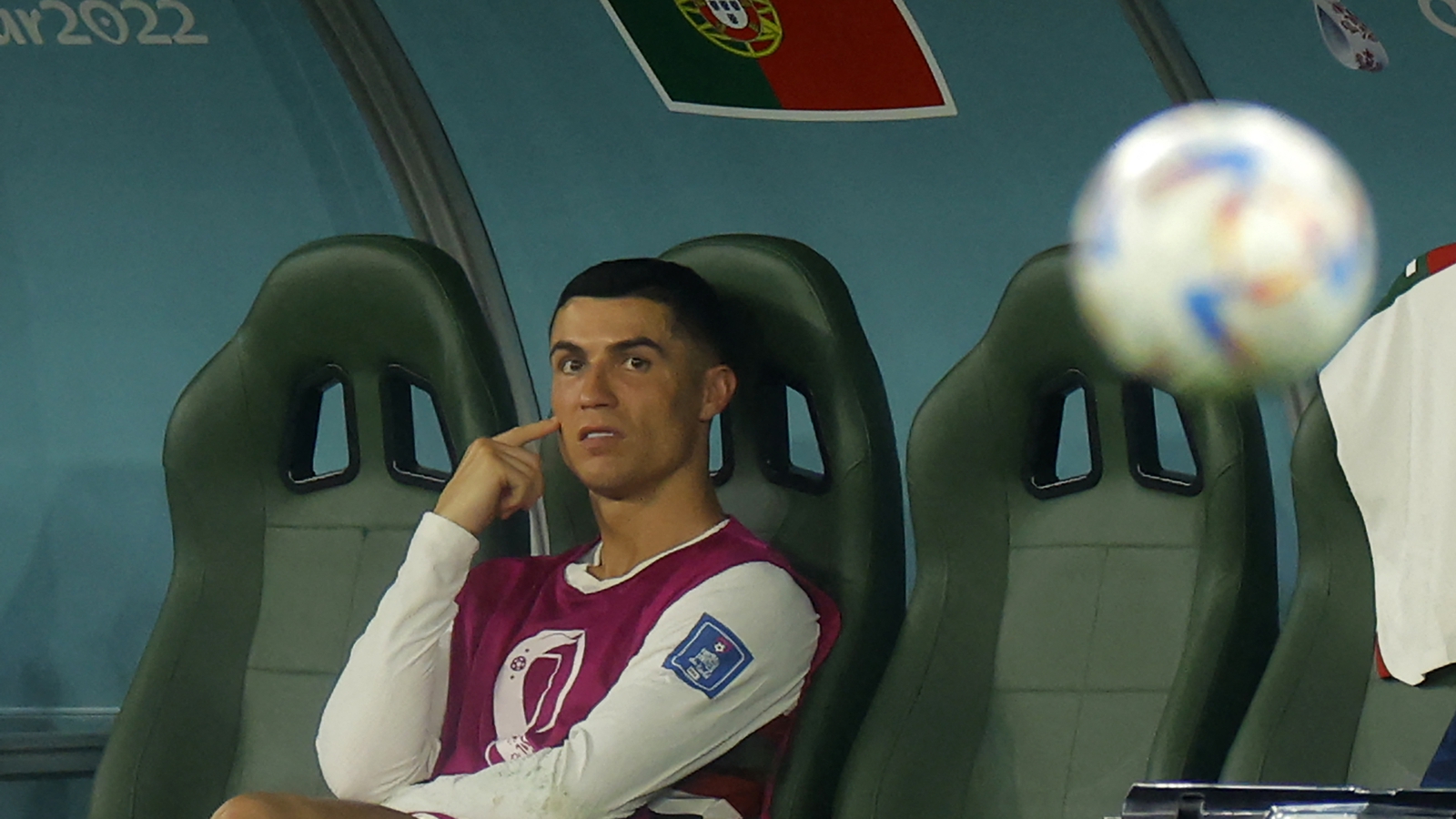 Cristiano Ronaldo on the bench in the match with Switzerland