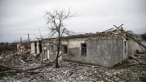 A view of a destroyed house due to the airstrikes carried out by the Russian Army, in Zaporizhzhia, Ukraine