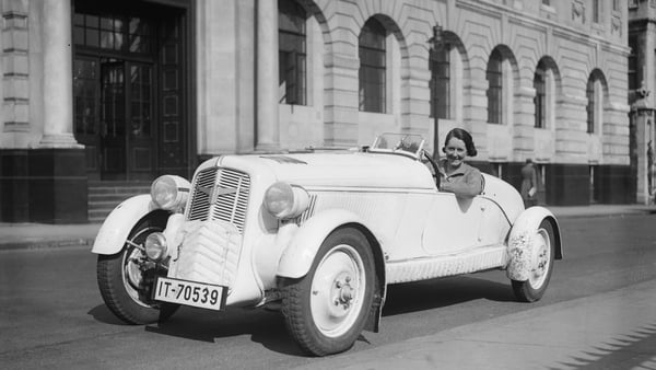 21st March 1935: Fay Taylour in her Adler Trumpf car in which she entered the Eastbourne Rally. The car was a German design. Photo by E. Phillips/Fox Photos/Getty Images