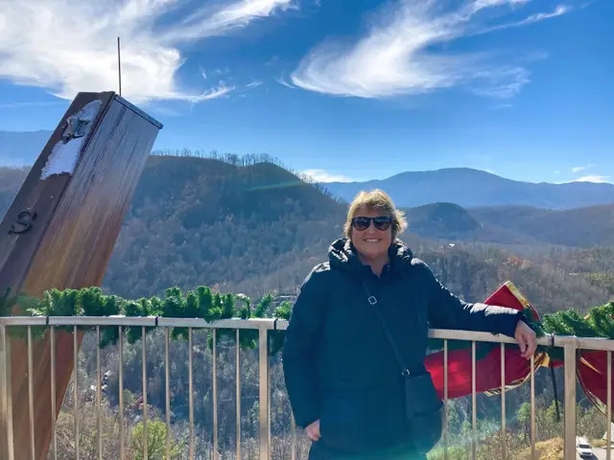 Hannah admiring the view of the Smoky Mountains at Anakeesta (Hannah Stephenson/PA)