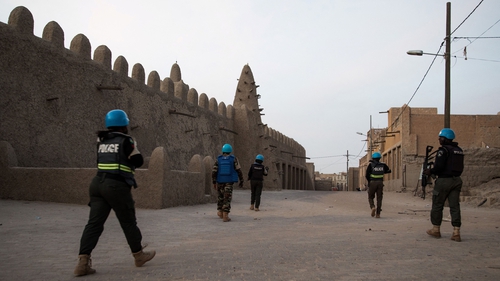 Police officers of the United Nations Stabilisation Mission in Mali (MINUSMA) secure access to the Great Mosque in Timbuktu last December