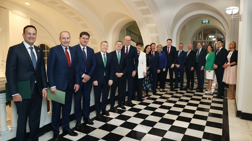 The Cabinet Ministers pictured in Government Buildings this evening